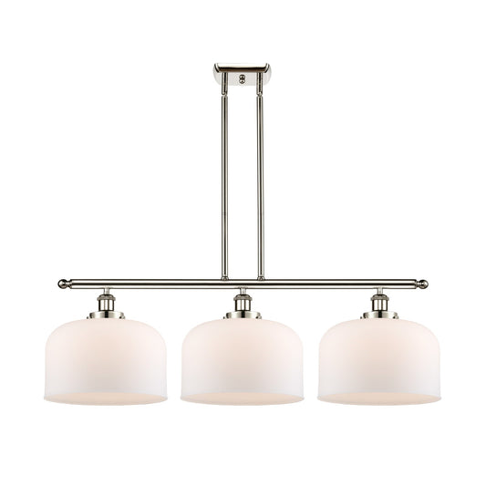 Innovations Bell 36in 3-Light LED Island Light | Industrial Polished Nickel and Matte White Frosted Glass | Kitchen Island & | Model 916-3I-PN-G71-L-LED
