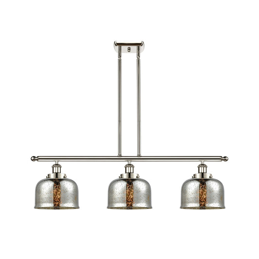 Innovations Bell 36in 3-Light Island Light | Polished Nickel Steel and Silver Plated Mercury Glass | Kitchen Island & Dining | Model 916-3I-PN-G78-LED