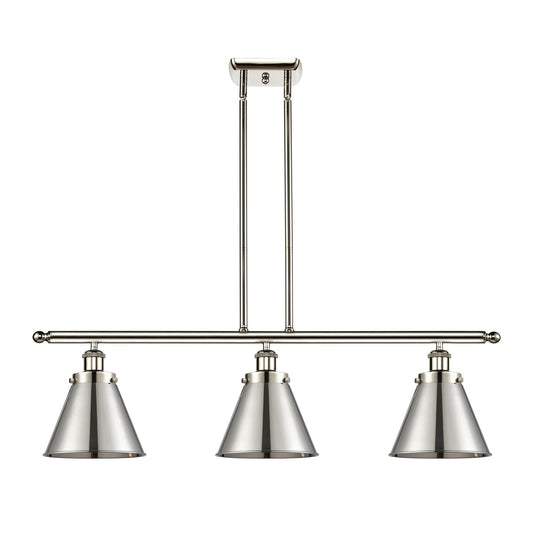 Innovations Appalachian 36in 3-Light Island Light | Industrial Farmhouse Polished Nickel Steel and Metal Shade | Kitchen Island & | Model 916-3I-PN-M13-PN