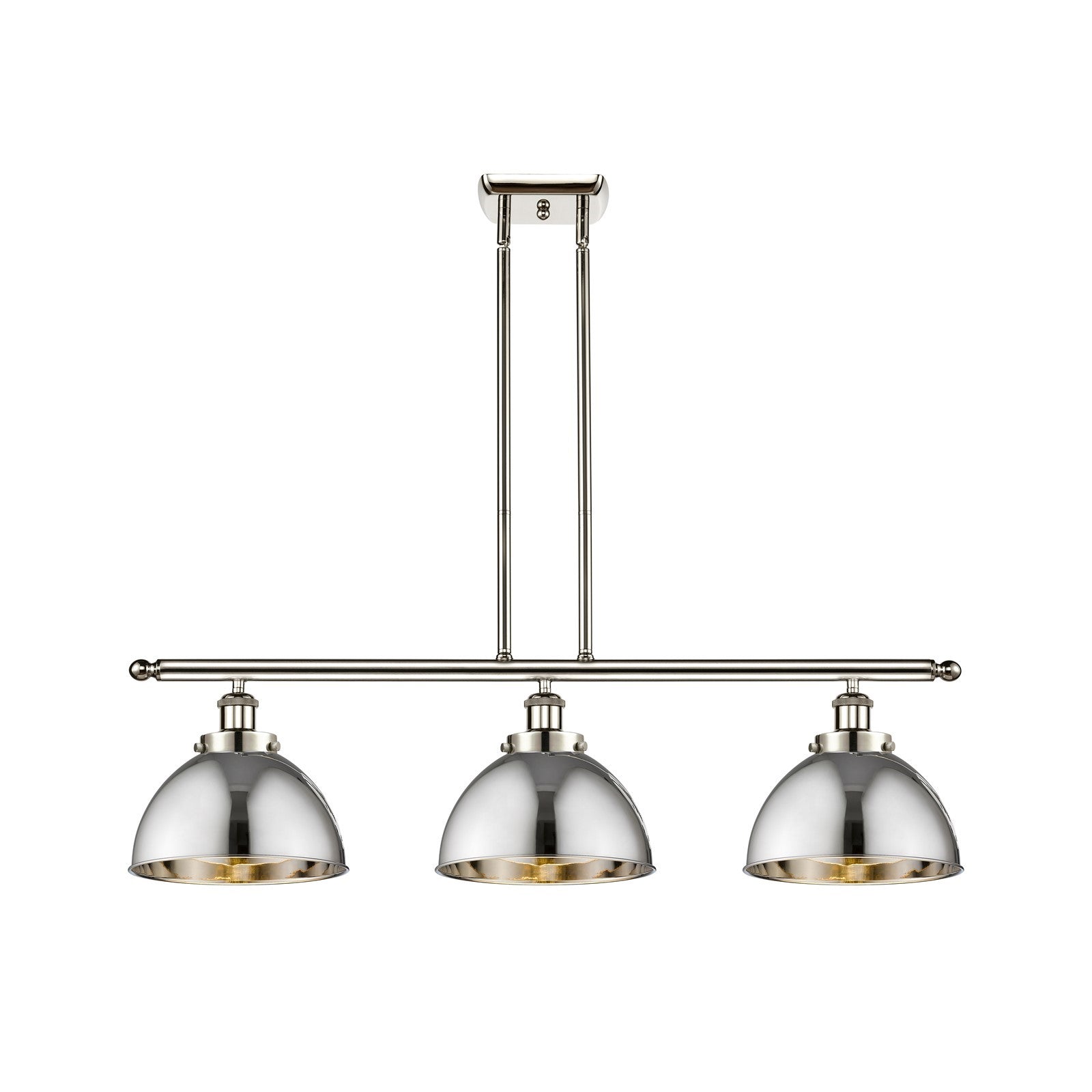 Innovations Derby 36in 3-Light Island Light | Industrial Farmhouse Polished Nickel Steel and Metal Dome Shade | Kitchen Island | Model 916-3I-PN-MFD-10-PN