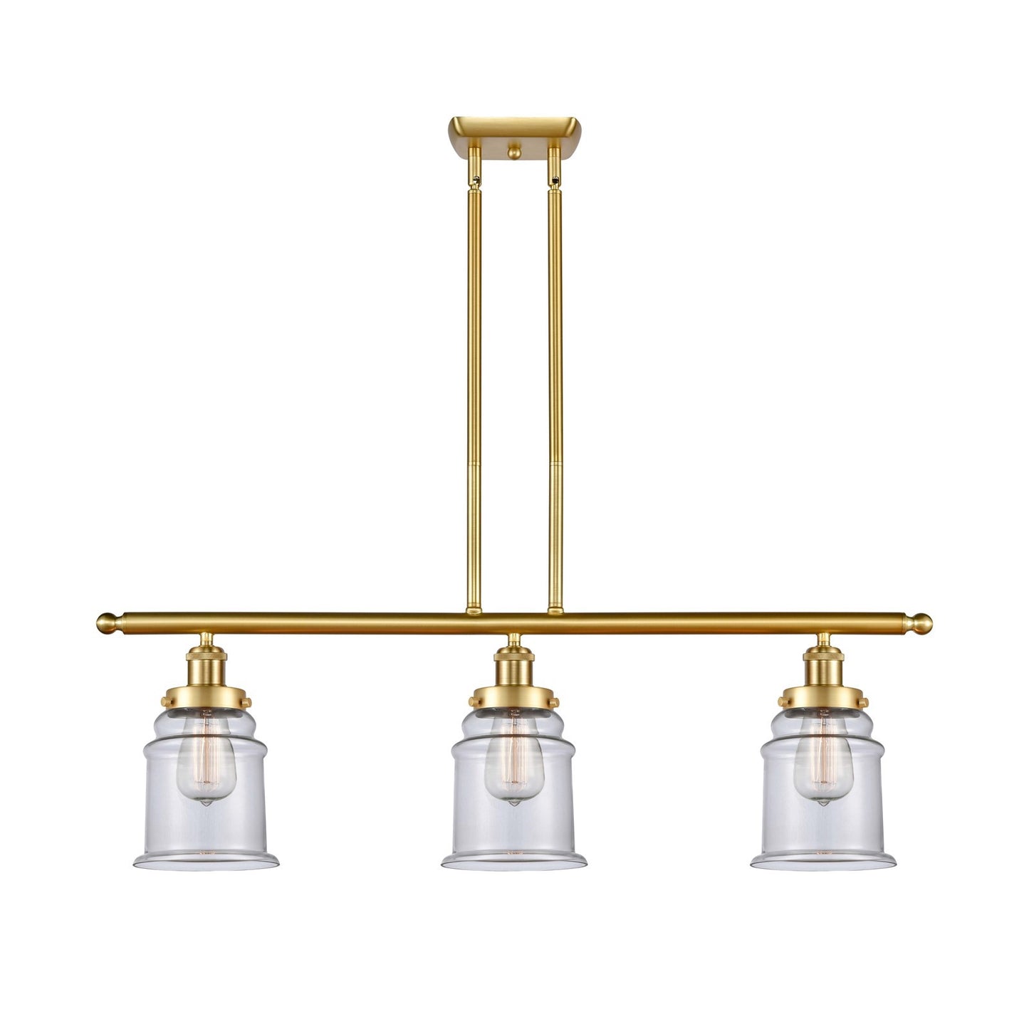 Innovations Canton 36in 3-Light Island Light | Modern Transitional Satin Gold Steel and Clear Glass | Kitchen Island & Dining Room | Model 916-3I-SG-G182
