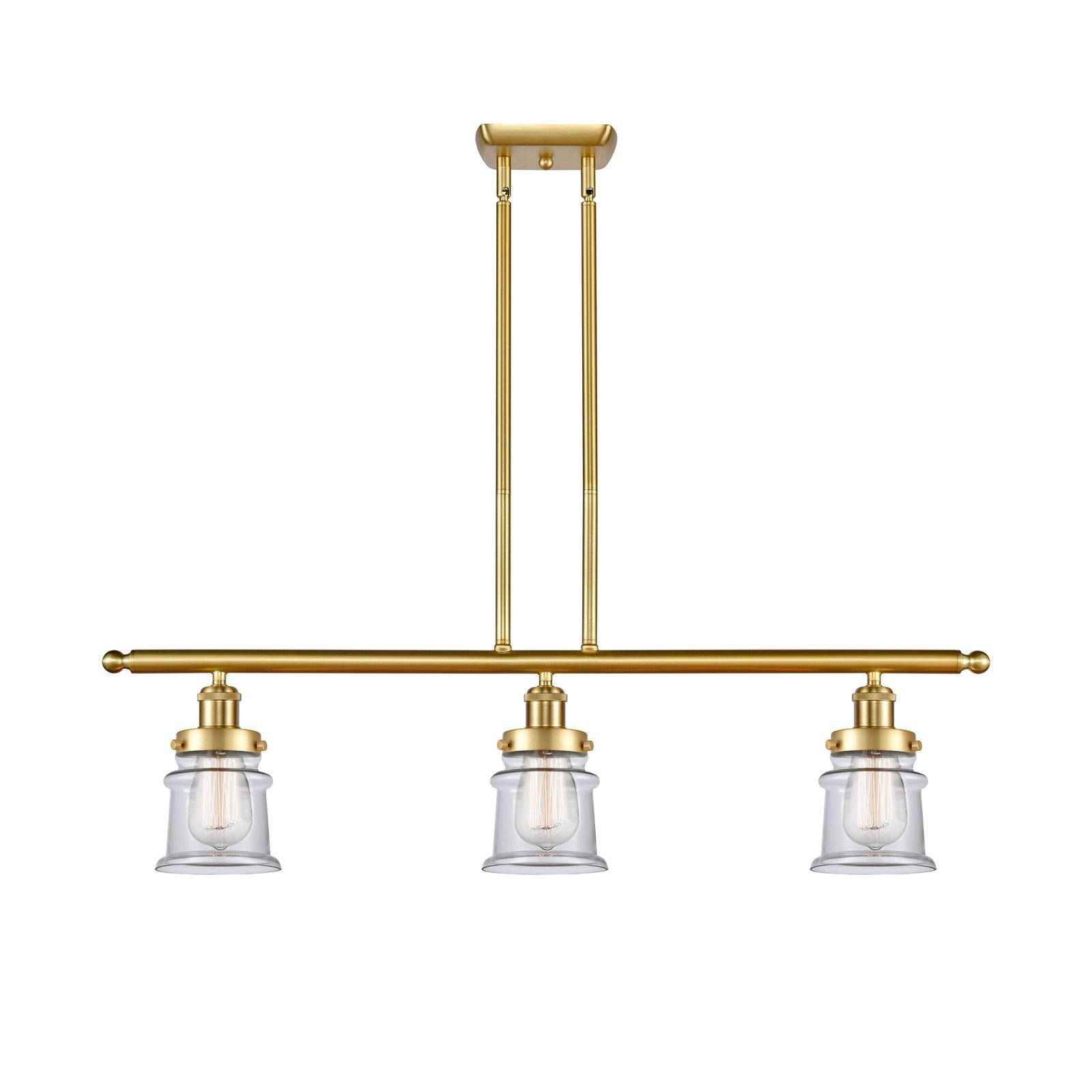 Innovations Canton 36in 3-Light Island Light | Modern Contempo Satin Gold Steel and Clear Glass | Kitchen Island & Dining Room | Model 916-3I-SG-G182S