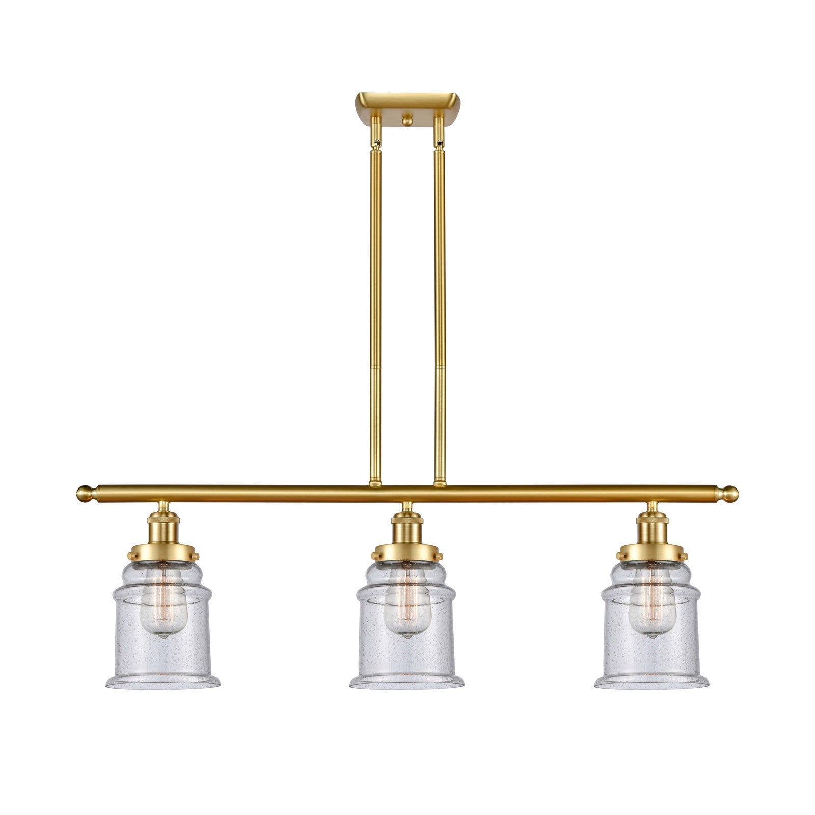 Innovations Canton 36in 3-Light Island Light | Modern Contempo Satin Gold Steel and Seedy Glass | Kitchen Island & Dining Room | Model 916-3I-SG-G184