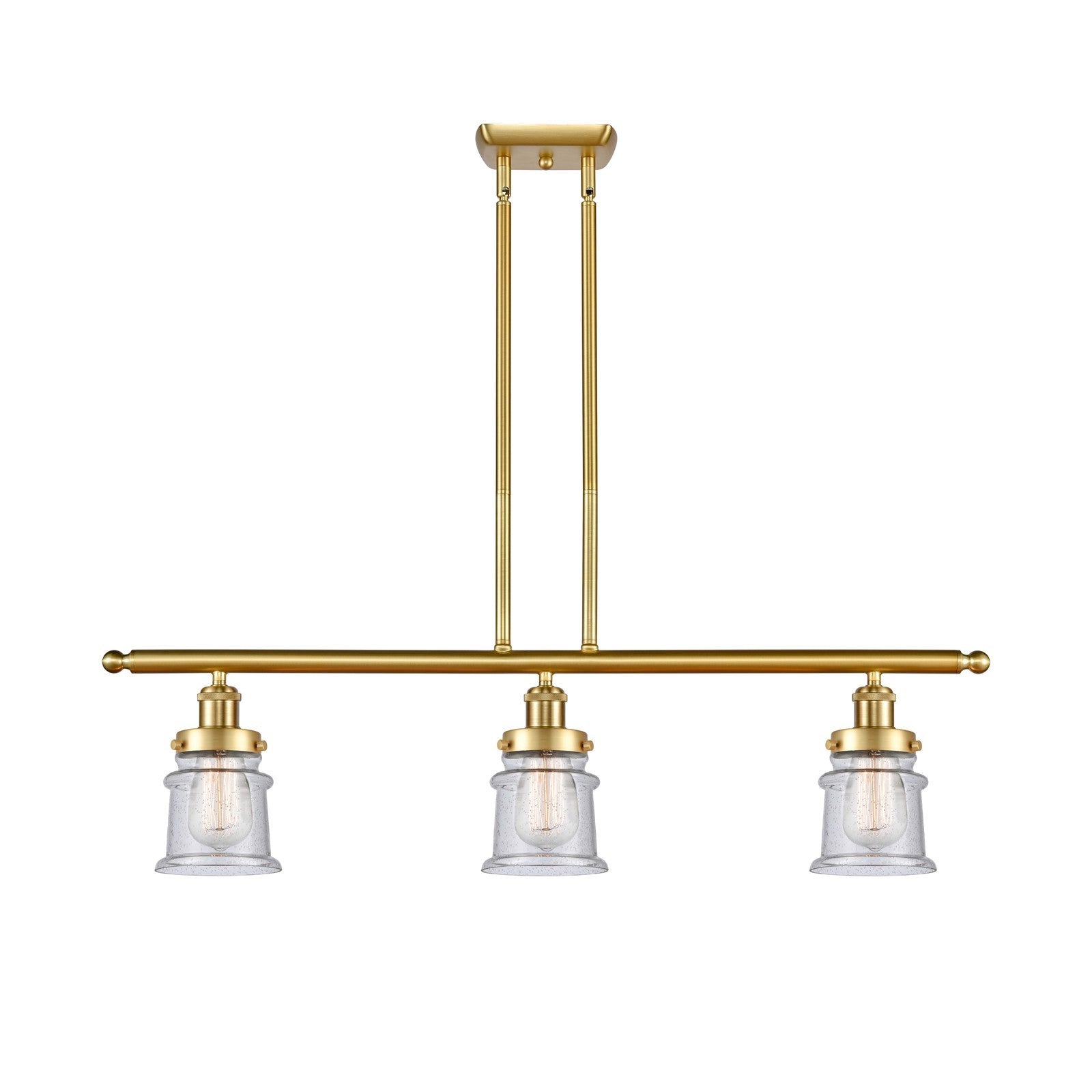 Innovations Canton 36in 3-Light Island Light | Modern Contempo Satin Gold Steel and Seedy Glass | Kitchen Island & Dining Room | Model 916-3I-SG-G184S