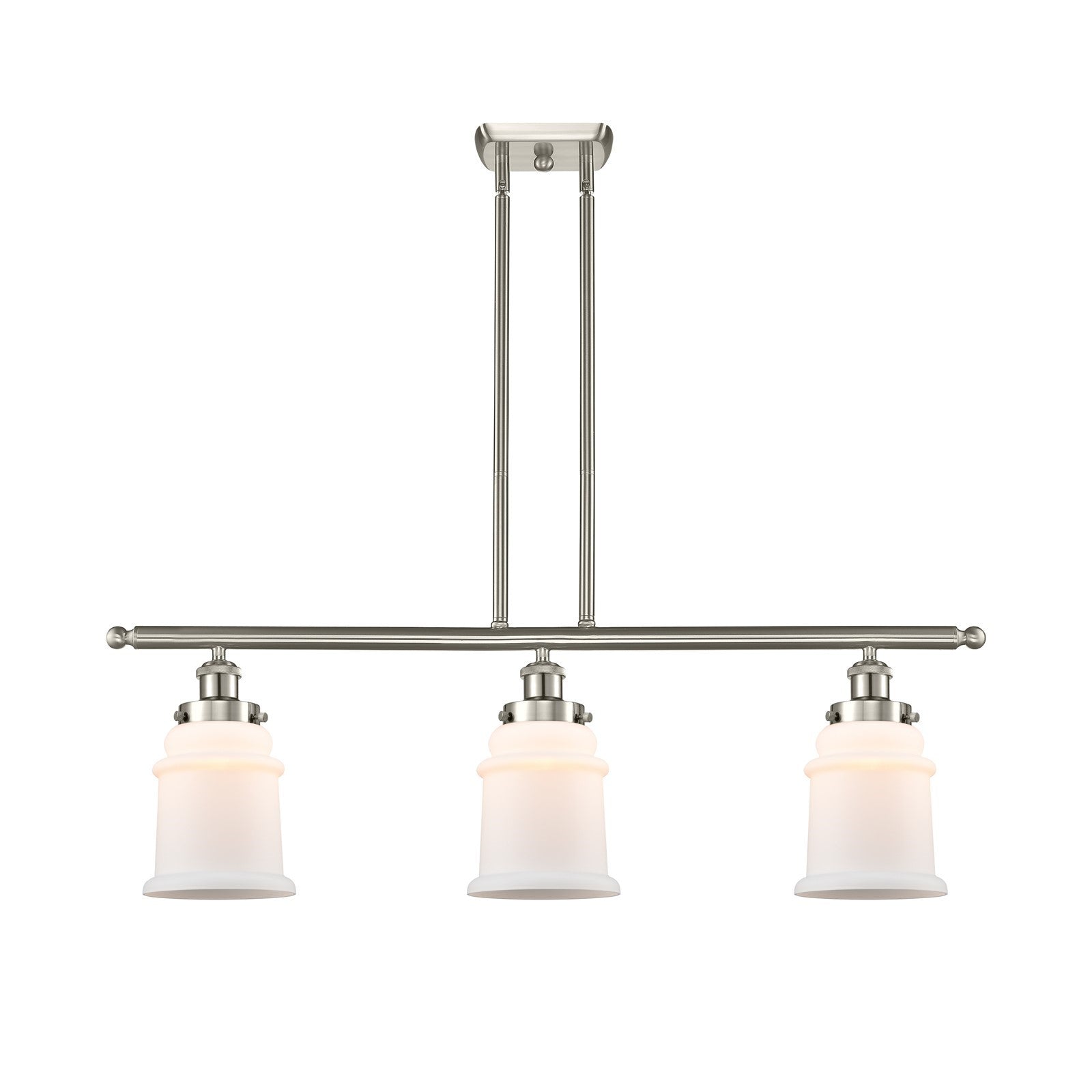 Innovations Canton 36in 3-Light Island Light | Modern Contempo Brushed Satin Nickel and Matte White Frosted Glass | Kitchen Island | Model 916-3I-SN-G181