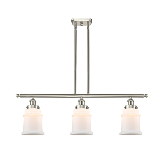 Innovations Canton 36in 3-Light Island Light | Modern Contempo Brushed Satin Nickel and Matte White Frosted Glass | Kitchen Island | Model 916-3I-SN-G181