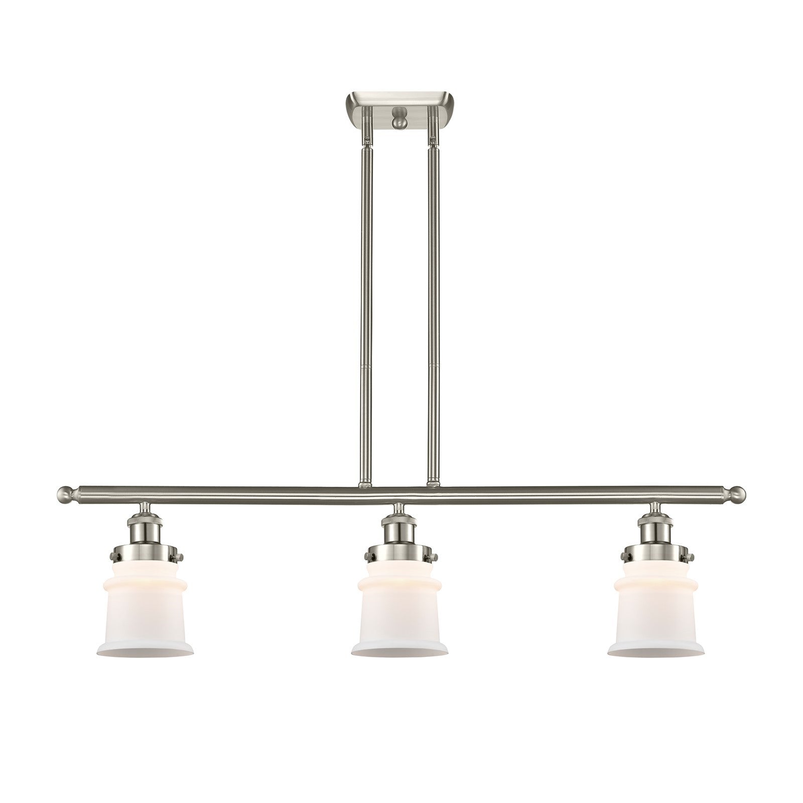 Innovations Canton 36in 3-Light Island Light | Modern Contempo Brushed Satin Nickel and Matte White Small Frosted Glass | Kitchen | Model 916-3I-SN-G181S