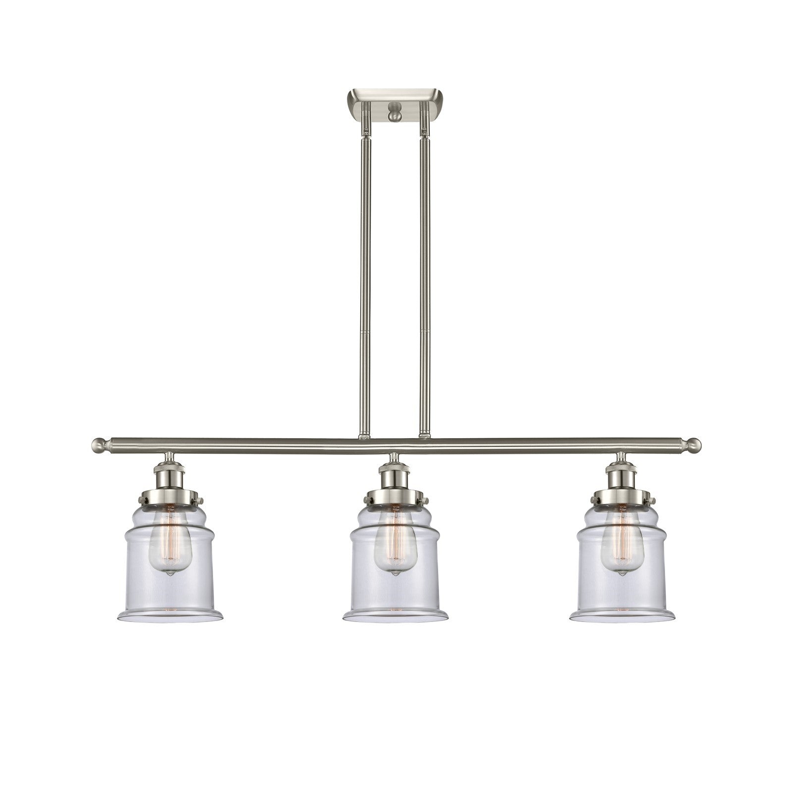 Innovations Canton 36in 3-Light Island Light | Modern Transitional Brushed Satin Nickel and Clear Glass | Kitchen Island & Dining | Model 916-3I-SN-G182