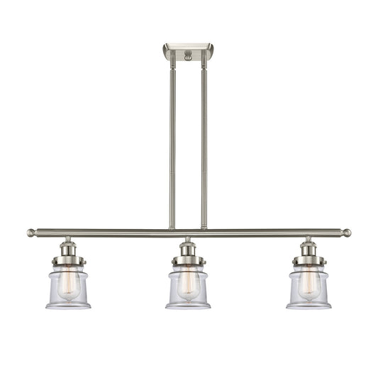 Innovations Canton 36in 3-Light Island Light | Modern Transitional Brushed Satin Nickel and Clear Small Glass | Kitchen Island & | Model 916-3I-SN-G182S