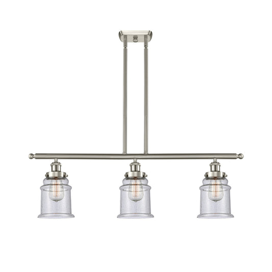 Innovations Canton 36in 3-Light Island Light | Modern Transitional Brushed Satin Nickel and Seedy Glass | Kitchen Island & Dining | Model 916-3I-SN-G184