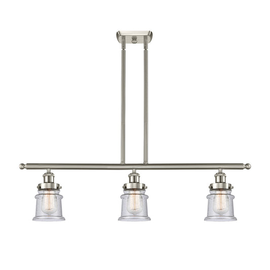 Innovations Canton 36in 3-Light Island Light | Modern Transitional Brushed Satin Nickel and Seedy Small Glass | Kitchen Island & | Model 916-3I-SN-G184S