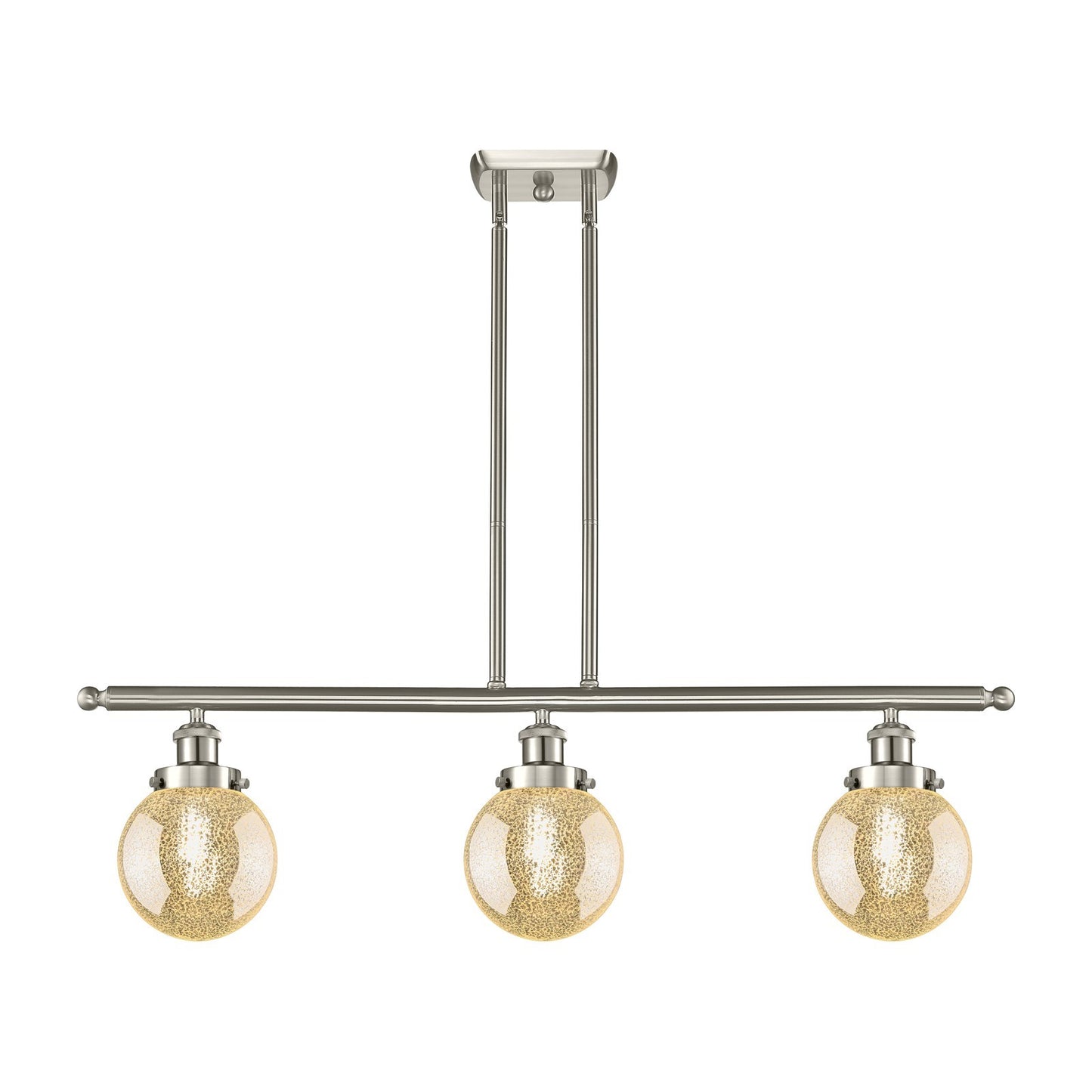 Innovations Beacon 36in 3-Light Island Light | Brushed Satin Nickel Steel and Mercury Seeded Glass | Kitchen Island & Dining Room | Model 916-3I-SN-G208-6
