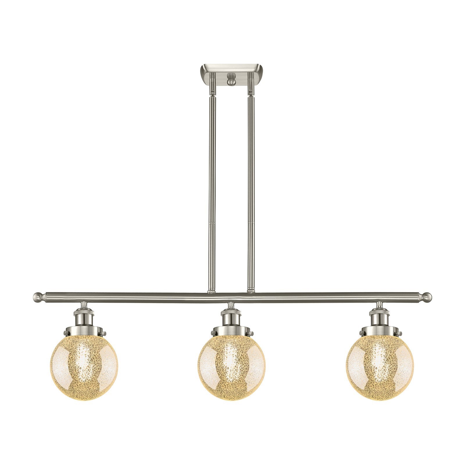 Innovations Beacon 36in 3-Light Island Light | Brushed Satin Nickel Steel and Mercury Seeded Glass | Kitchen Island & Dining Room | Model 916-3I-SN-G208-6