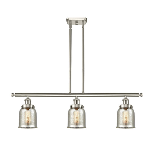 Innovations Bell 36in 3-Light Island Light | Industrial Brushed Satin Nickel and Silver Plated Mercury Glass | Kitchen Island & | Model 916-3I-SN-G58-LED