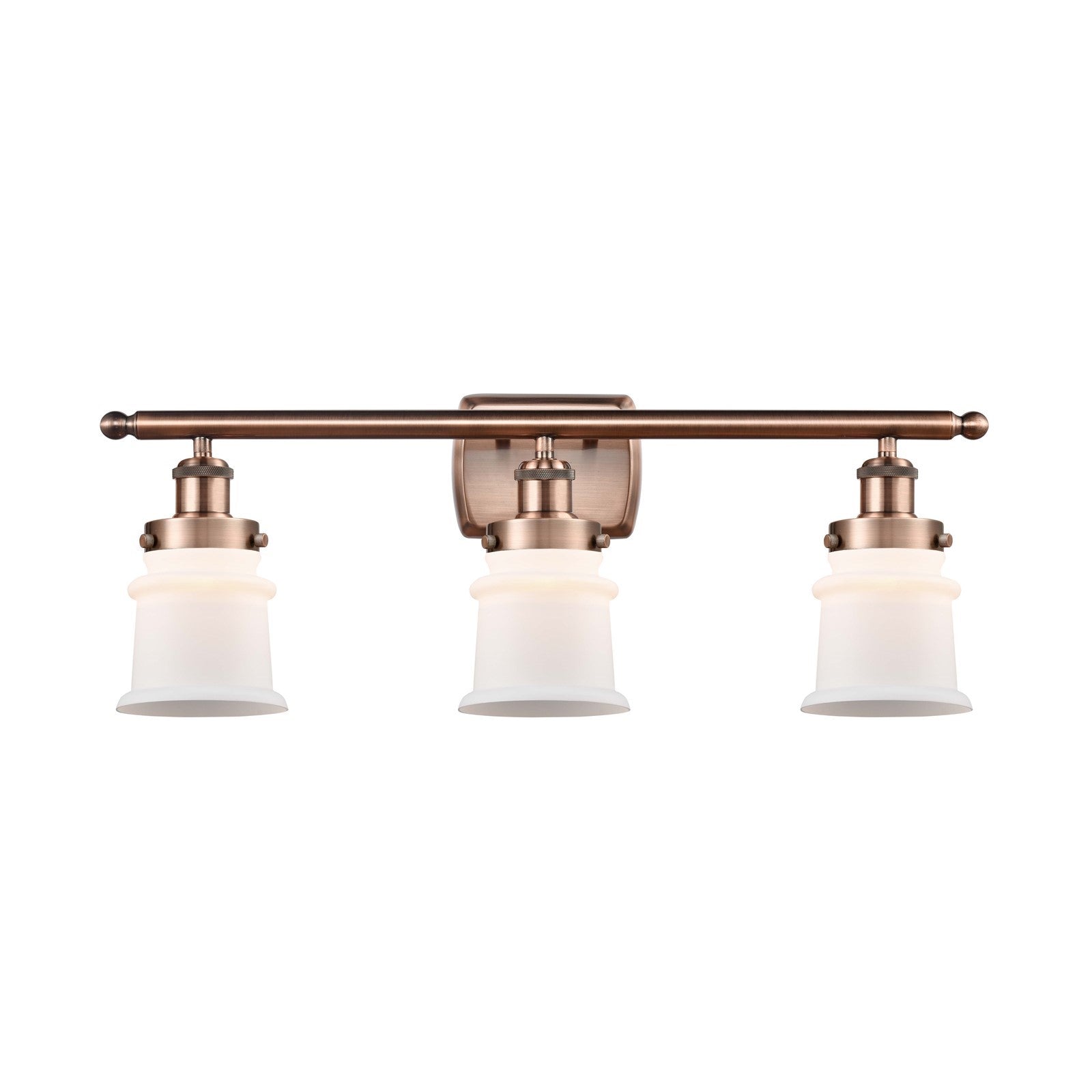 Innovations Canton 25.25in 3-Light Bath Vanity Light | Modern Transitional Antique Copper Steel and Matte White Frosted Glass | Model 916-3W-AC-G181S