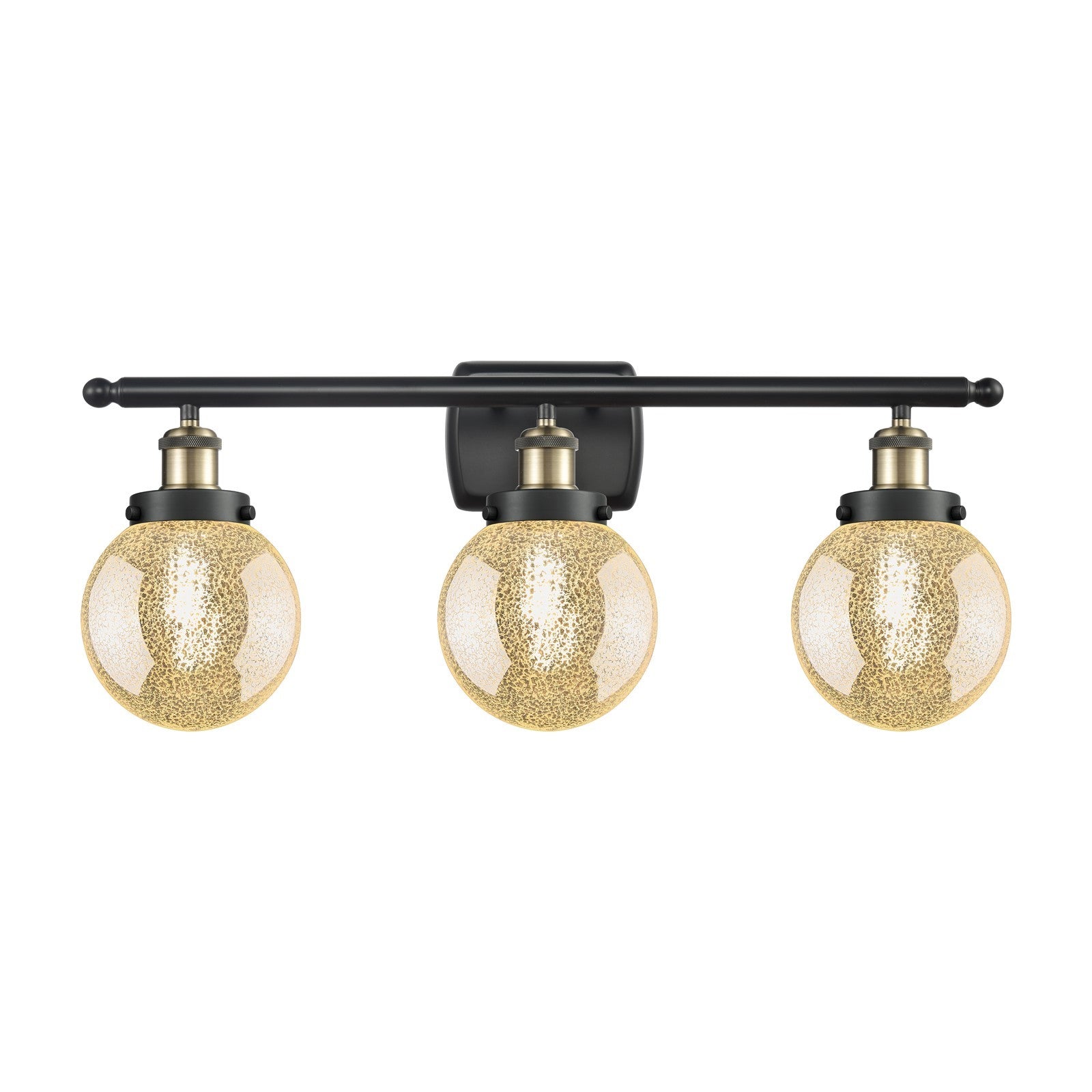 Innovations Beacon 26in 3-Light Bath Vanity Light | Modern Transitional Black Antique Brass and Mercury Glass | Bathroom Vanity | Model 916-3W-BAB-G208-6