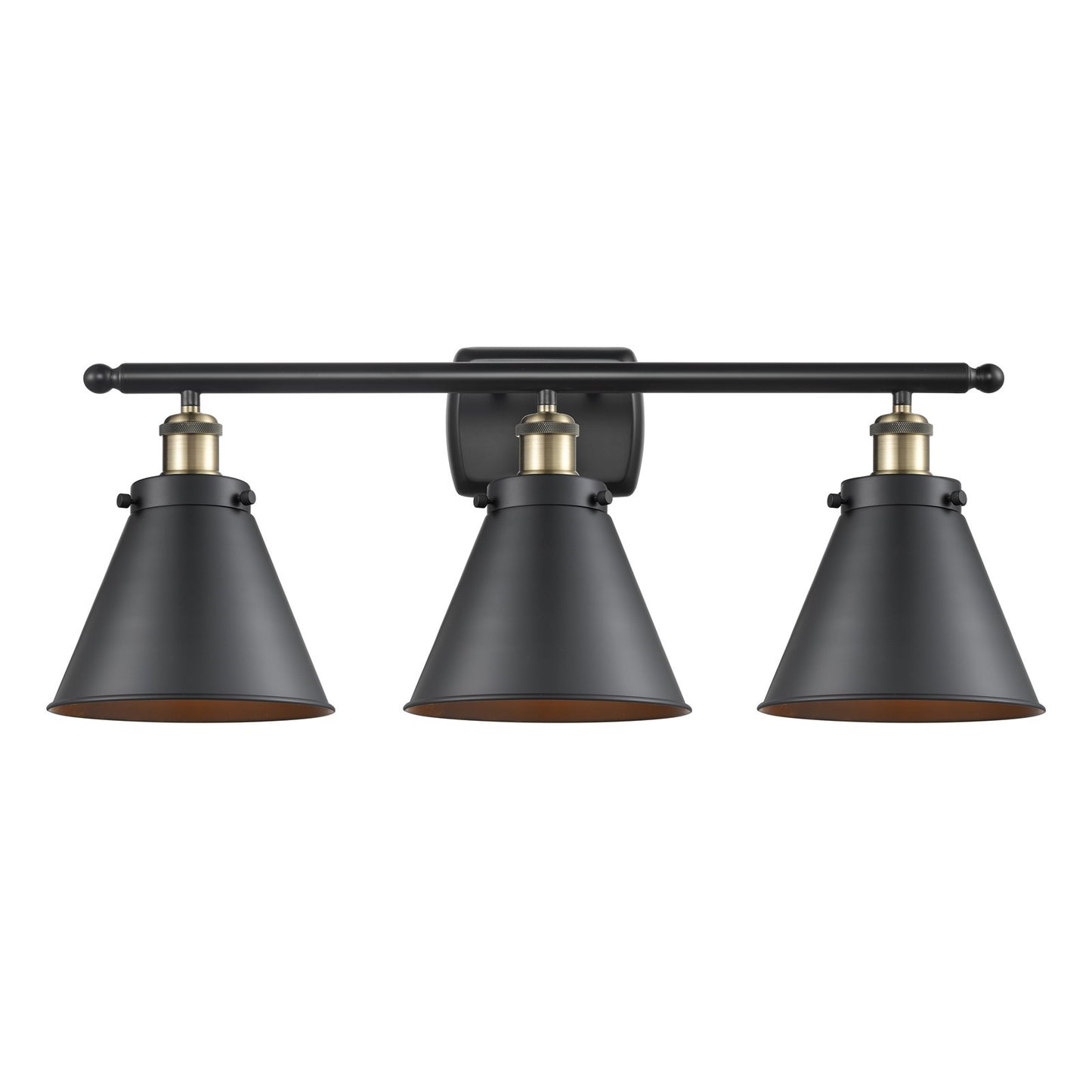 Innovations Appalachian 26in 3-Light Bath Vanity Light | Industrial Black Antique Brass and Matte Black Metal | Bathroom Vanity | Model 916-3W-BAB-M13-BK