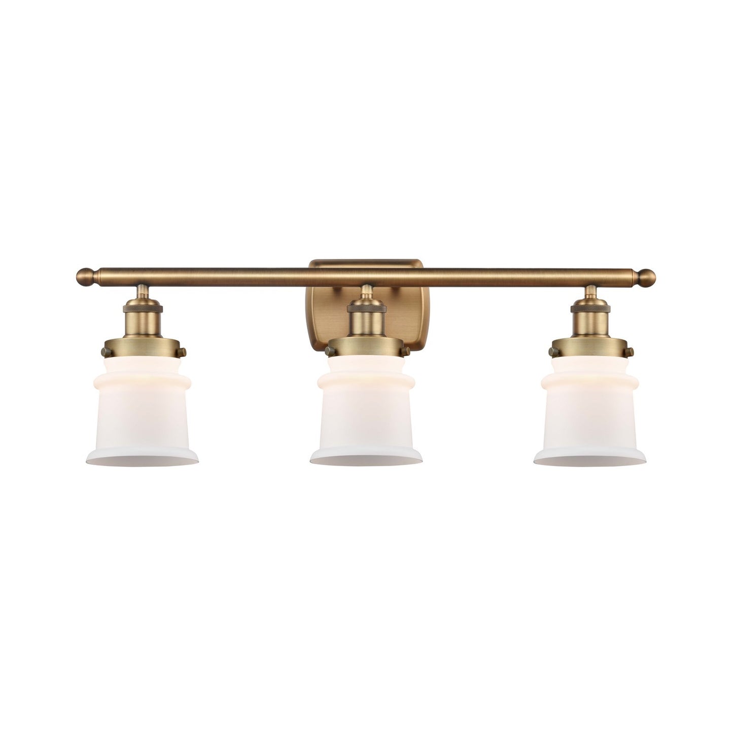 Innovations Canton 25.25in 3-Light Bath Vanity Light | Brushed Brass Steel and Matte White Frosted Glass | Bathroom Vanity | Model 916-3W-BB-G181S