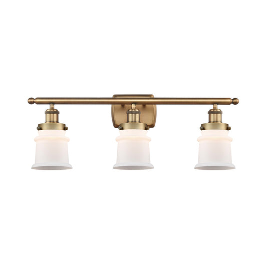 Innovations Canton 25.25in 3-Light Bath Vanity Light | Brushed Brass Steel and Matte White Frosted Glass | Bathroom Vanity | Model 916-3W-BB-G181S