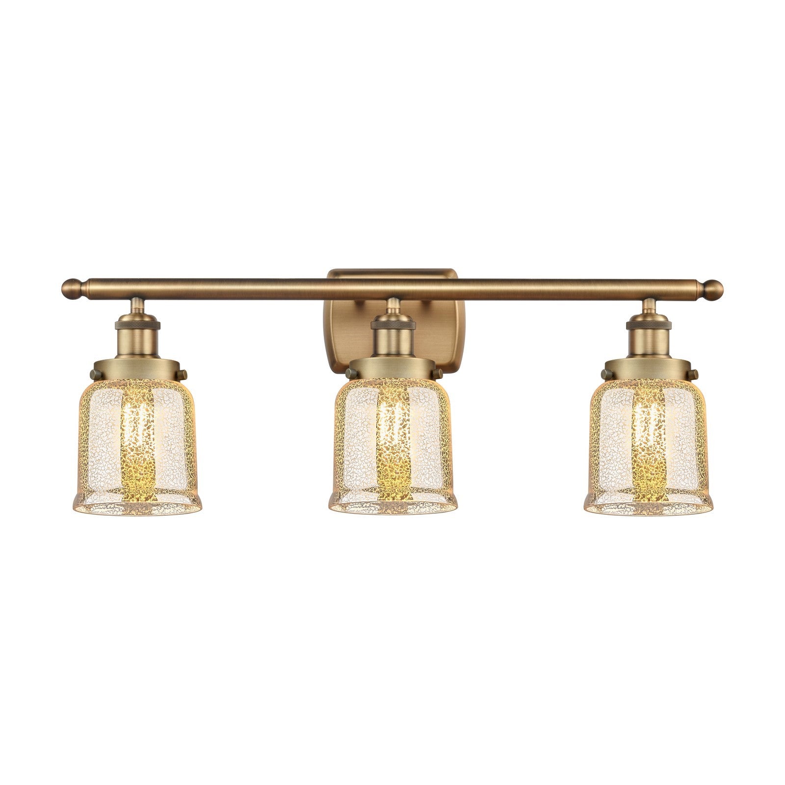 Innovations Bell 26in 3-Light Bath Vanity Light | Brushed Brass Steel and Silver Plated Mercury Glass | Bathroom Vanity | 26 x 12 in | Model 916-3W-BB-G58