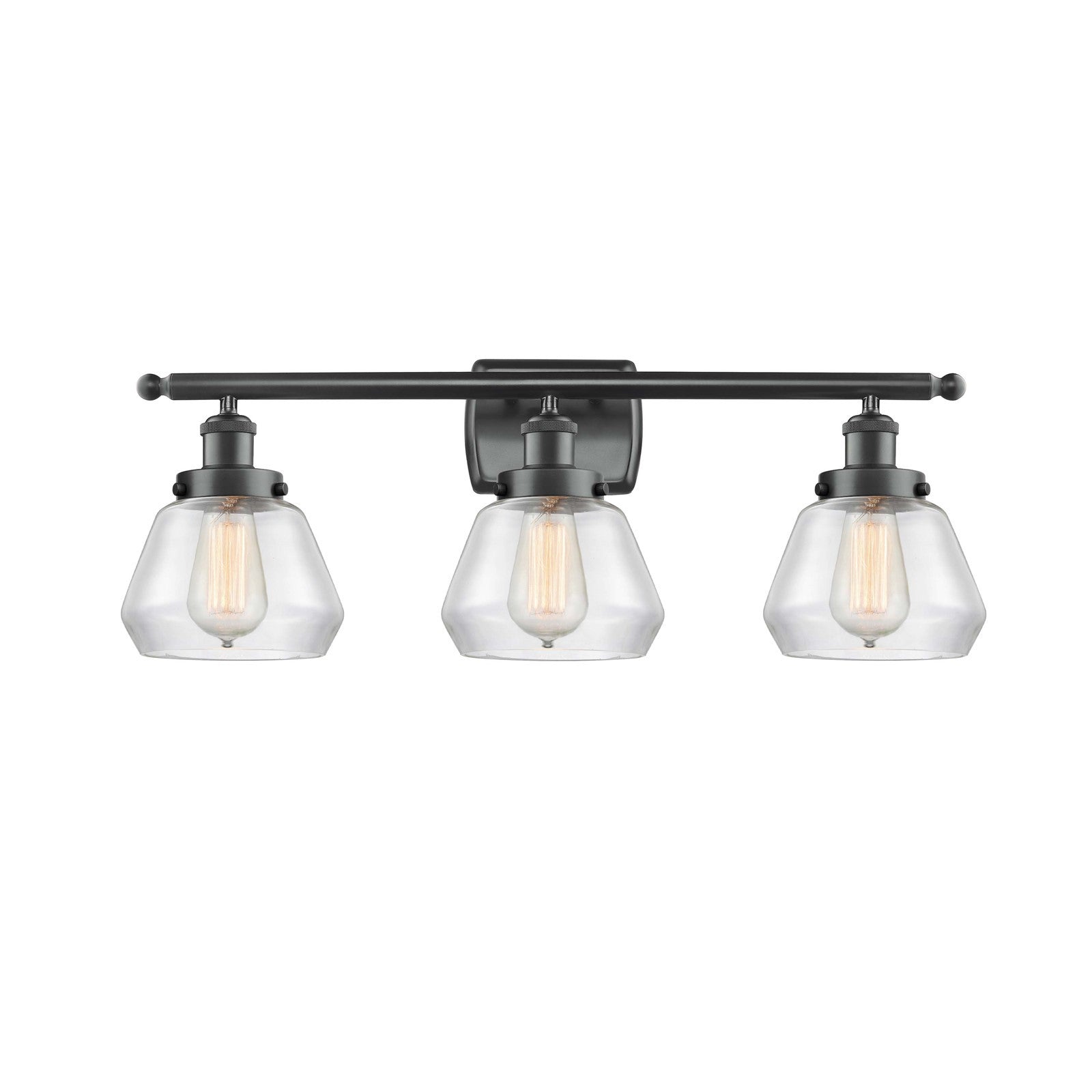 Innovations Fulton 27in 3-Light Bath Vanity Light | Modern Transitional Matte Black Steel and Clear Glass | Bathroom Vanity | Model 916-3W-BK-G172