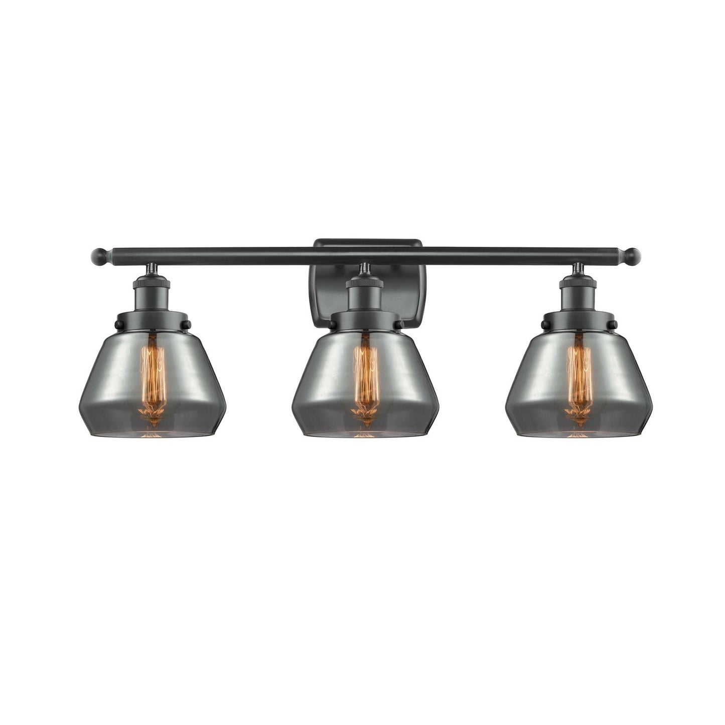 Innovations Fulton 27in 3-Light Bath Vanity Light | Modern Transitional Matte Black Steel and Light Smoked Glass | Bathroom Vanity | Model 916-3W-BK-G173
