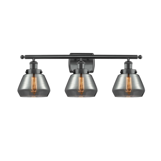 Innovations Fulton 27in 3-Light Bath Vanity Light | Modern Transitional Matte Black Steel and Light Smoked Glass | Bathroom Vanity | Model 916-3W-BK-G173