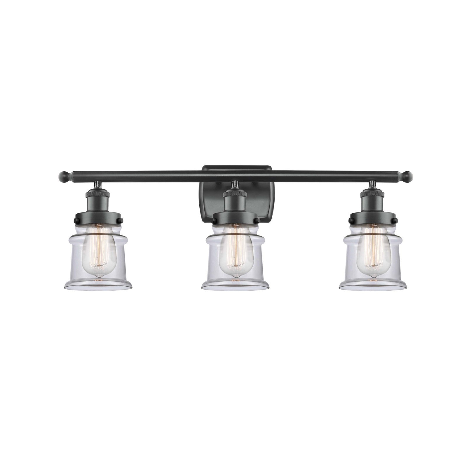 Innovations Canton 25.25in 3-Light Bath Vanity Light | Modern Transitional Matte Black Steel and Clear Glass | Bathroom Vanity | Model 916-3W-BK-G182S