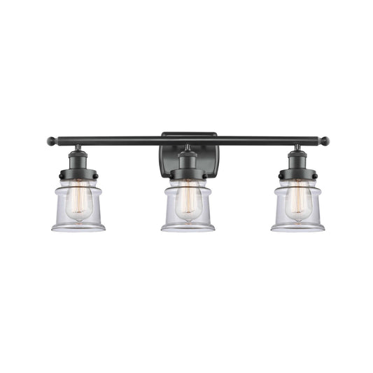 Innovations Canton 25.25in 3-Light Bath Vanity Light | Modern Transitional Matte Black Steel and Clear Glass | Bathroom Vanity | Model 916-3W-BK-G182S