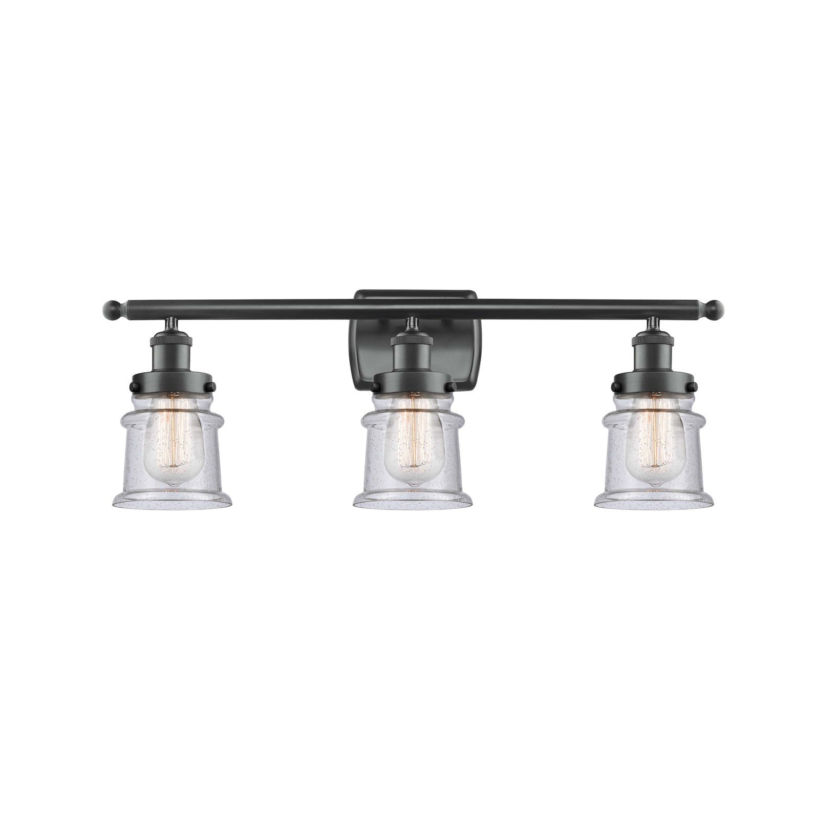 Innovations Canton 25.25in 3-Light Bath Vanity Light | Modern Transitional Matte Black Steel and Seedy Glass | Bathroom Vanity | Model 916-3W-BK-G184S