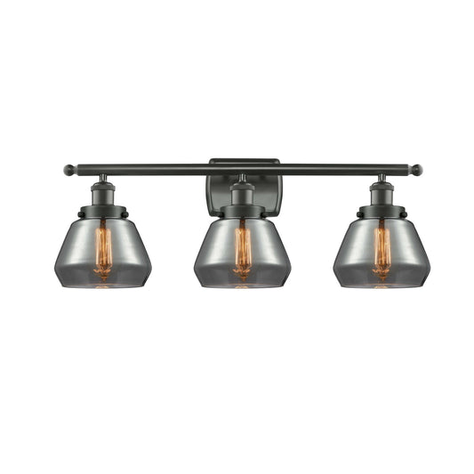 Innovations Fulton 27in 3-Light Bath Vanity Light | Modern Contempo Oil Rubbed Bronze Steel and Smoked Glass | Bathroom Vanity | Model 916-3W-OB-G173