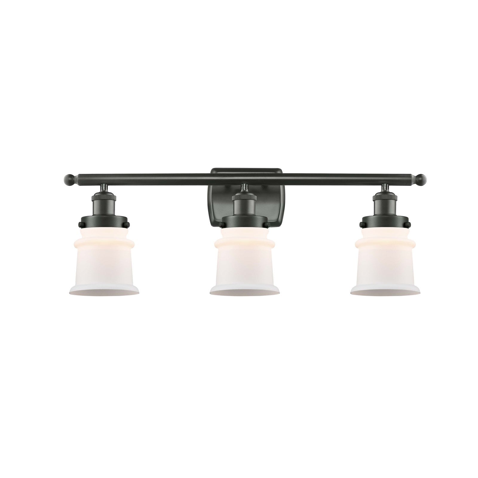 Innovations Canton 25.25in 3-Light Bath Vanity Light | Modern Contempo Oil Rubbed Bronze Steel and Matte White Frosted Glass | Model 916-3W-OB-G181S