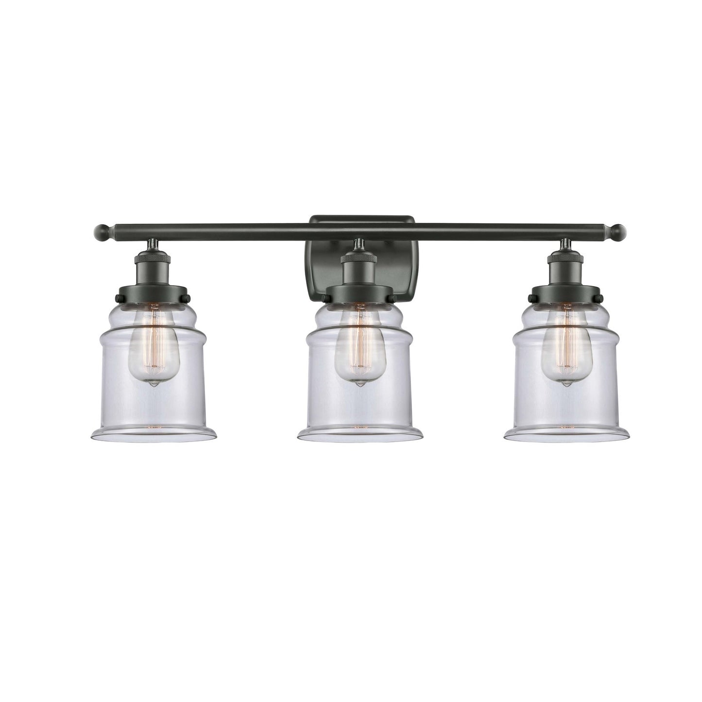 Innovations Canton 26in 3-Light Bath Vanity Light | Modern Contempo Oil Rubbed Bronze Steel and Clear Glass | Bathroom Vanity | Model 916-3W-OB-G182