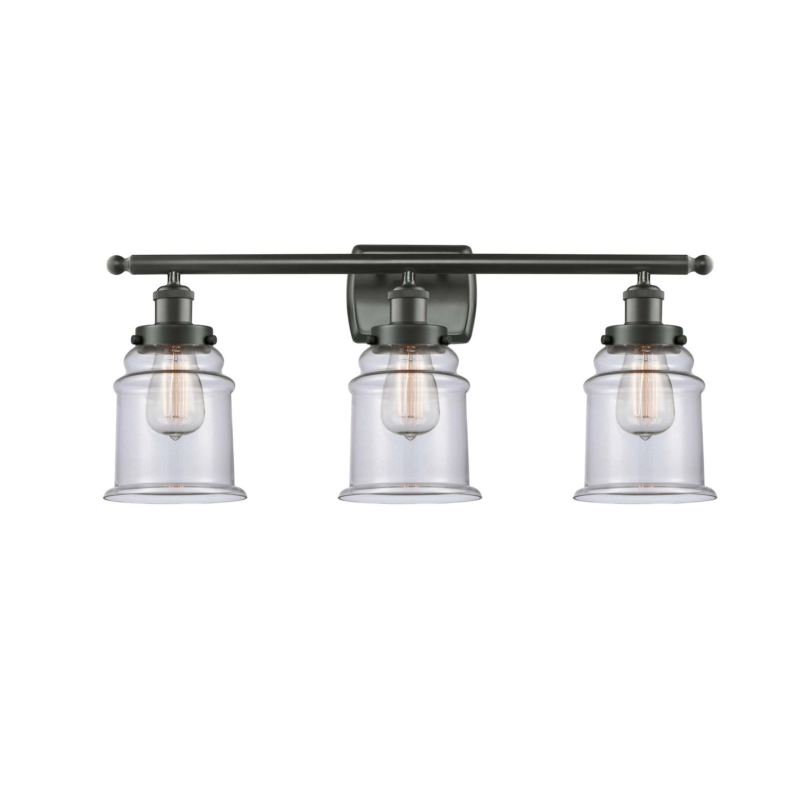 Innovations Canton 26in 3-Light Bath Vanity Light | Modern Contempo Oil Rubbed Bronze Steel and Clear Glass | Bathroom Vanity | Model 916-3W-OB-G182