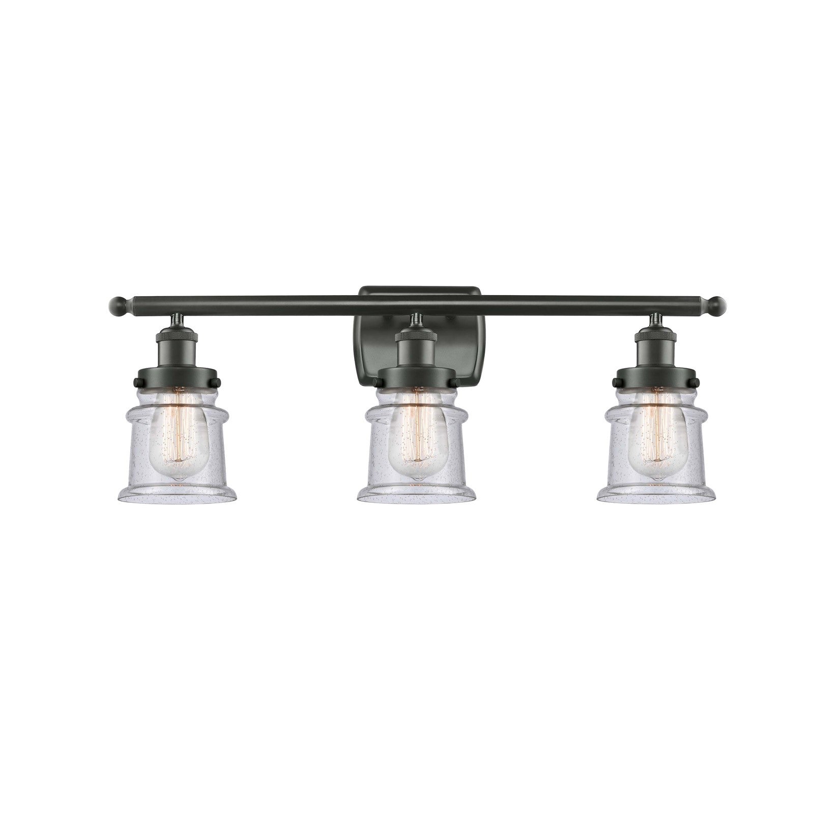 Innovations Canton 25.25in 3-Light Bath Vanity Light | Modern Transitional Oil Rubbed Bronze Steel and Seedy Glass Schoolhouse | Model 916-3W-OB-G184S