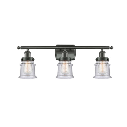 Innovations Canton 25.25in 3-Light Bath Vanity Light | Modern Transitional Oil Rubbed Bronze Steel and Seedy Glass Schoolhouse | Model 916-3W-OB-G184S