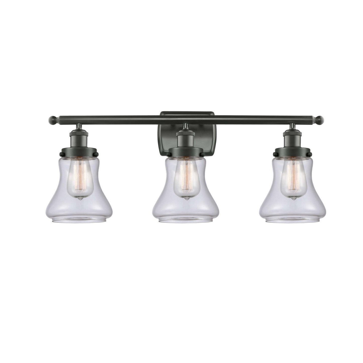 Innovations Bellmont 26.12in 3-Light Bath Vanity Light | Modern Transitional Oil Rubbed Bronze Steel and Clear Glass Schoolhouse | Model 916-3W-OB-G192