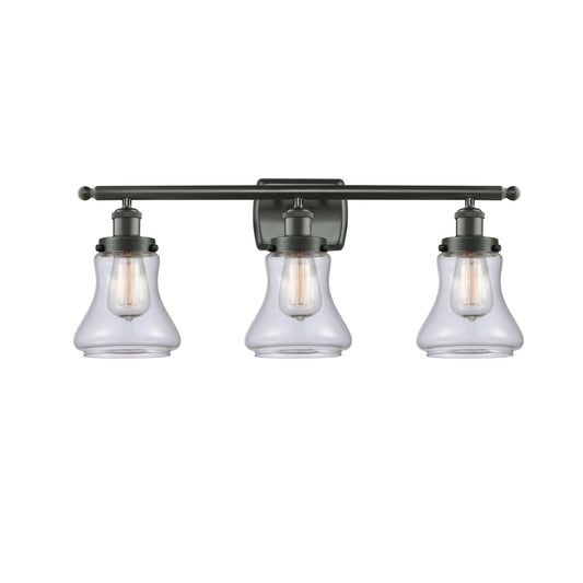 Innovations Bellmont 26.12in 3-Light Bath Vanity Light | Modern Transitional Oil Rubbed Bronze Steel and Clear Glass Schoolhouse | Model 916-3W-OB-G192