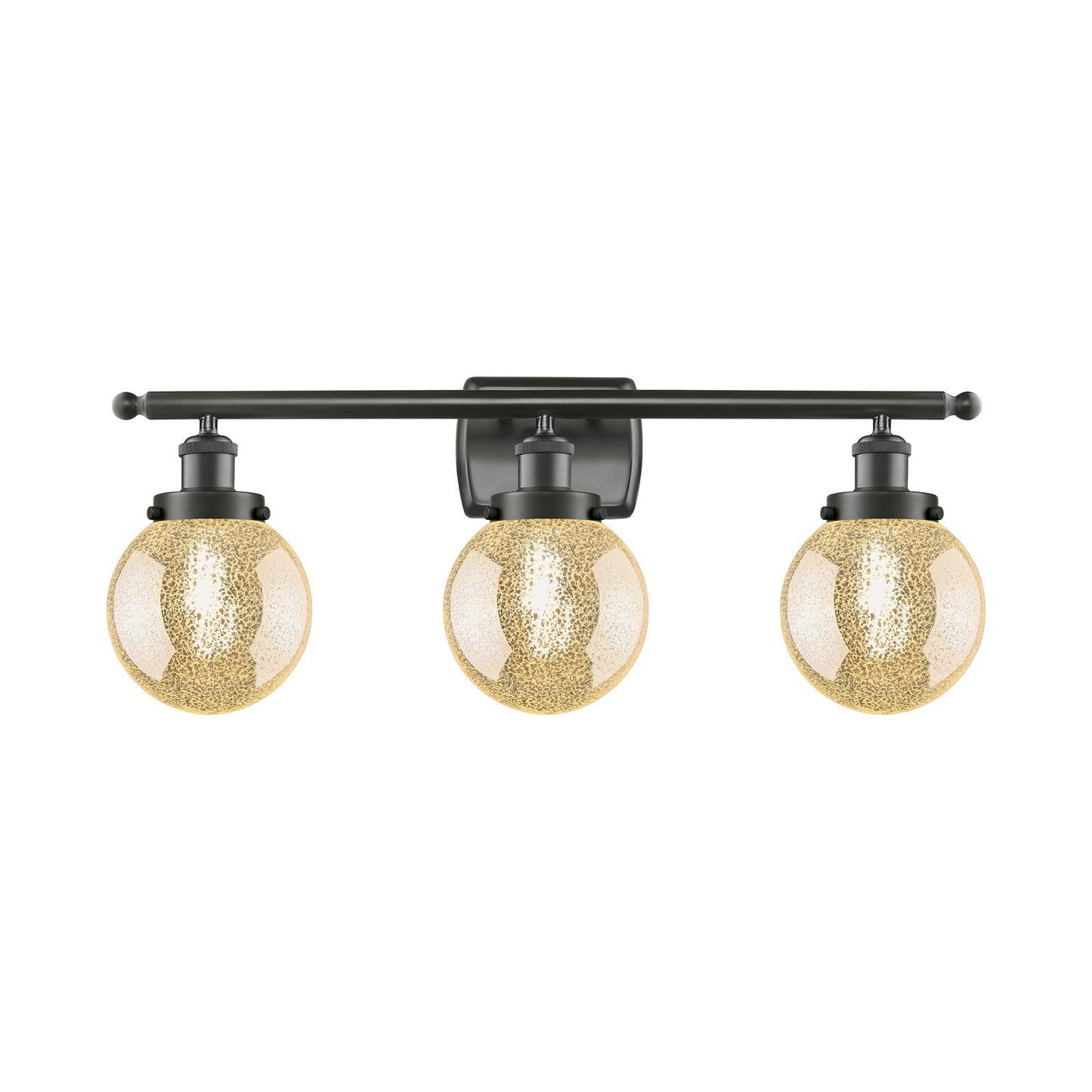 Innovations Beacon 26in 3-Light Bath Vanity Light | Industrial Oil Rubbed Bronze Steel and Mercury Seeded Glass | Bathroom Vanity | Model 916-3W-OB-G208-6