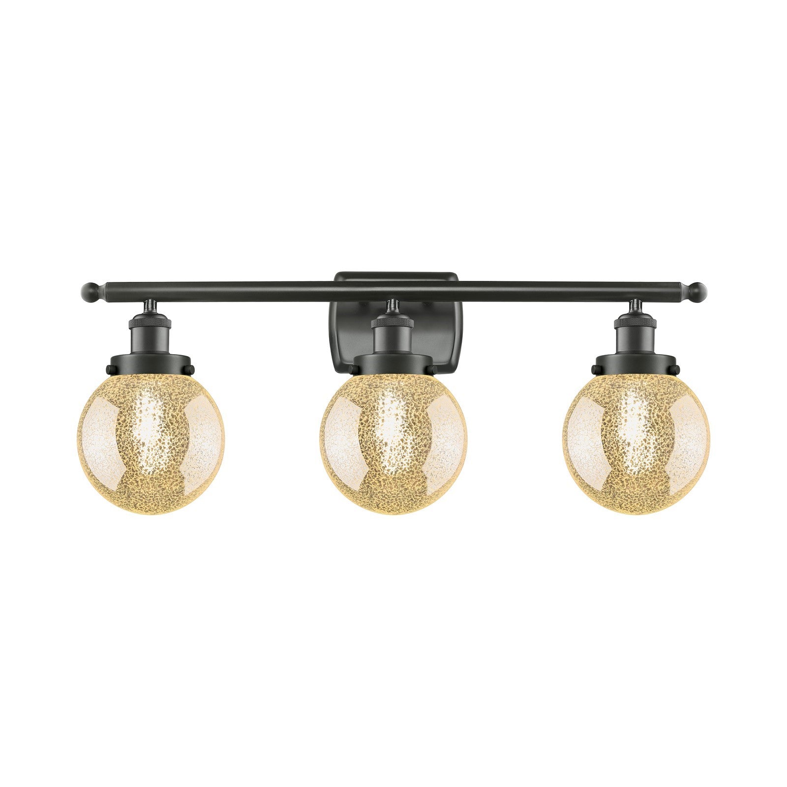 Innovations Beacon 26in 3-Light Bath Vanity Light | Industrial Oil Rubbed Bronze Steel and Mercury Seeded Glass | Bathroom Vanity | Model 916-3W-OB-G208-6