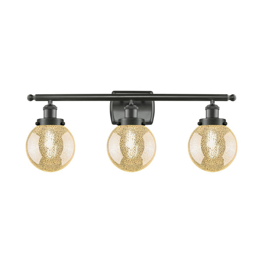 Innovations Beacon 26in 3-Light Bath Vanity Light | Industrial Oil Rubbed Bronze Steel and Mercury Seeded Glass | Bathroom Vanity | Model 916-3W-OB-G208-6