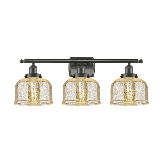 Innovations Bell 28in 3-Light Bath Vanity Light with LED | Industrial Oil Rubbed Bronze Steel and Silver Plated Mercury Glass | Model 916-3W-OB-G78-LED