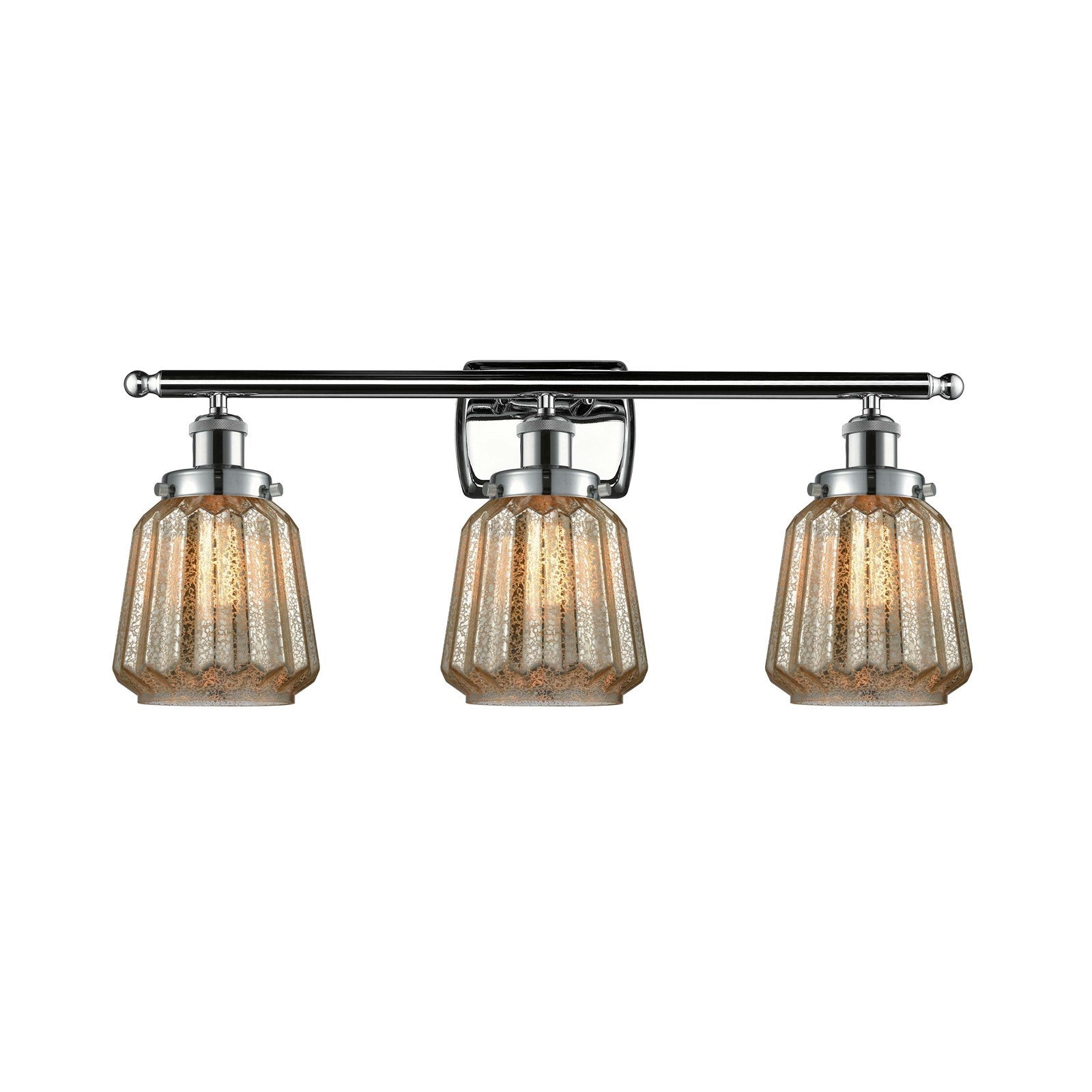 Innovations Chatham 27in 3-Light Bath Vanity Light | Modern Polished Chrome Steel and Mercury Ribbed Glass | Bathroom Vanity | Model 916-3W-PC-G146