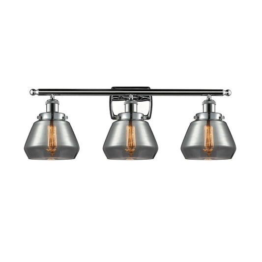 Innovations Fulton 27in 3-Light Bath Vanity Light | Modern Contemporary Polished Chrome and Light Smoke Glass | Bathroom Vanity | Model 916-3W-PC-G173