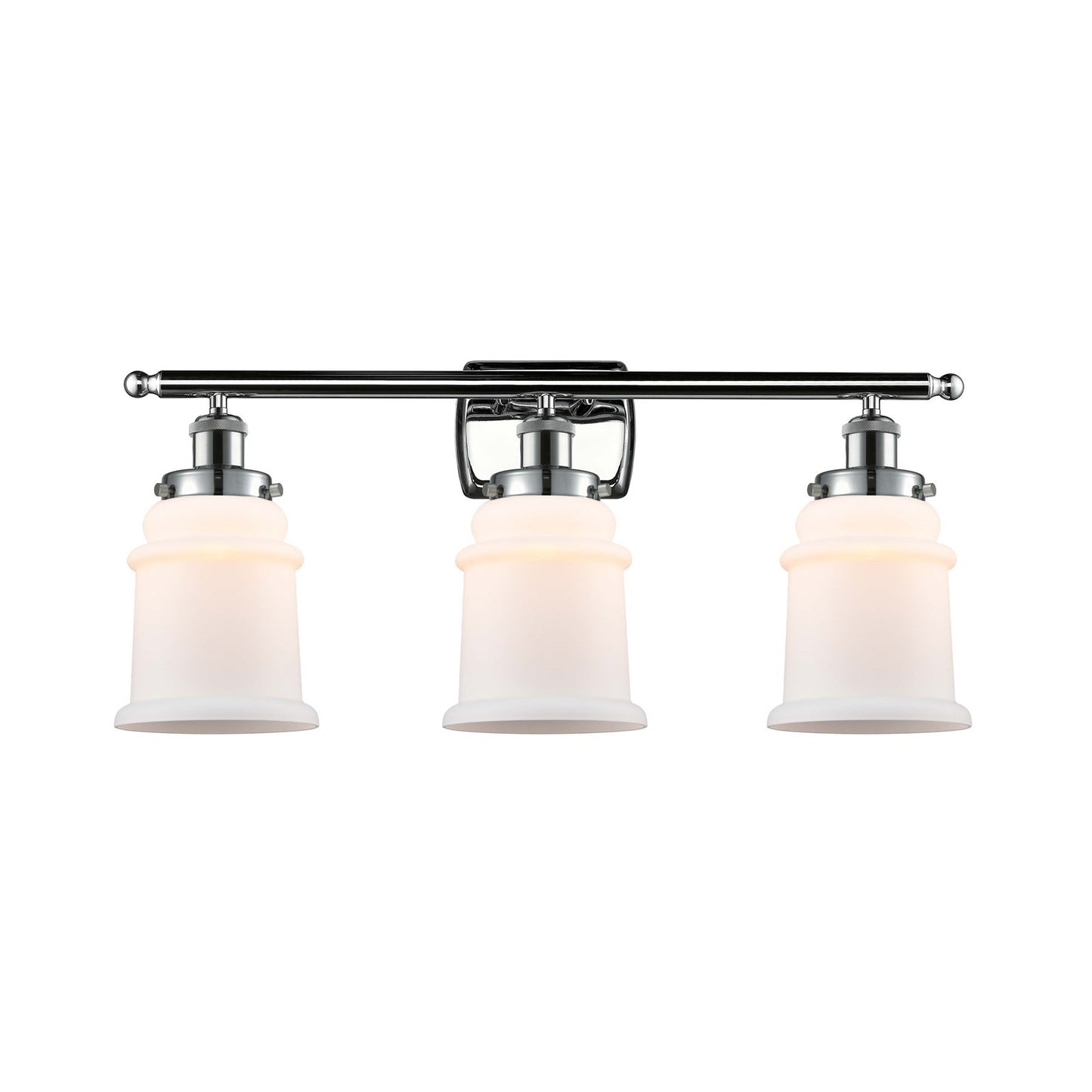 Innovations Canton 26in 3-Light Bath Vanity Light | Modern Contemporary Polished Chrome and Matte White Frosted Glass | Bathroom | Model 916-3W-PC-G181
