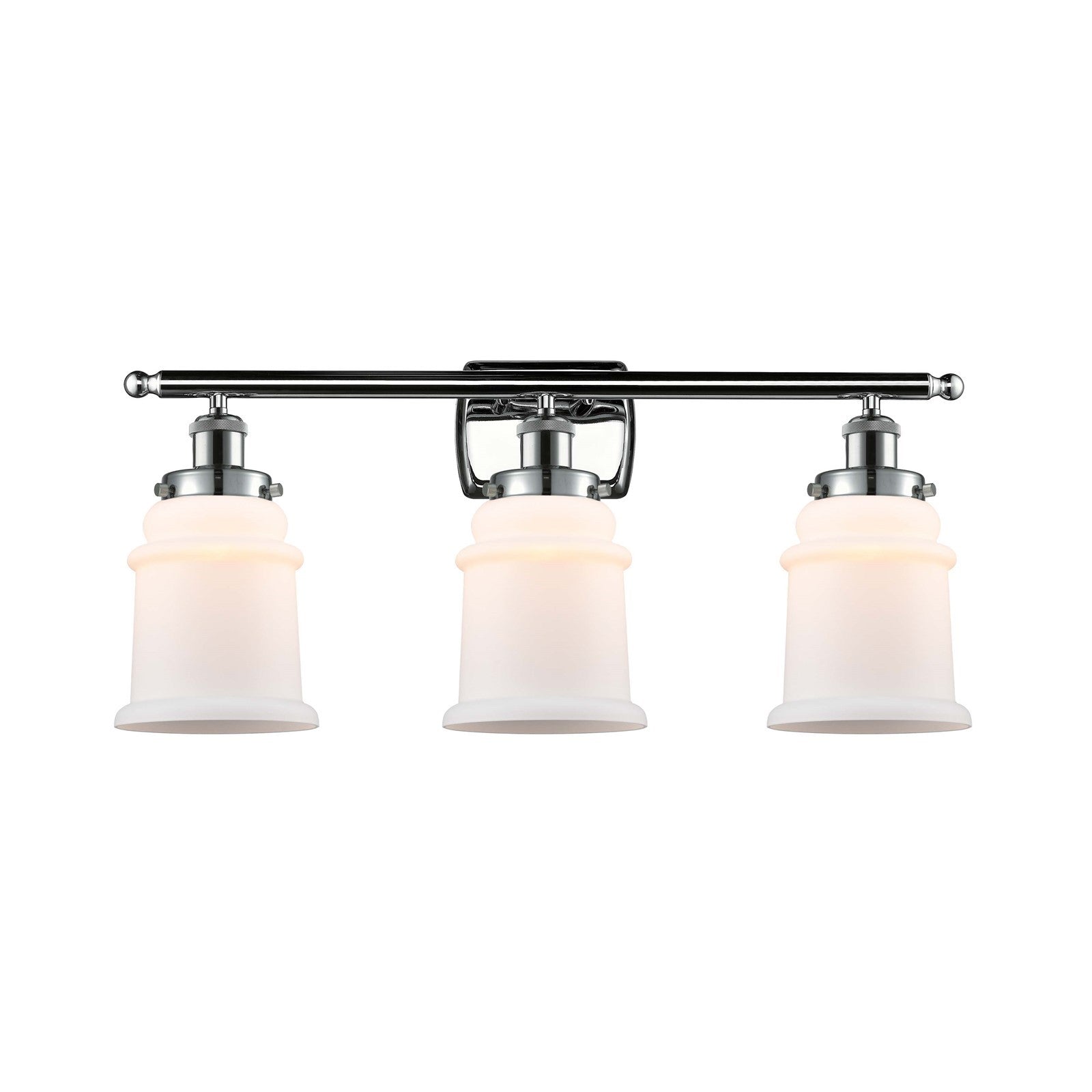 Innovations Canton 26in 3-Light Bath Vanity Light | Modern Contemporary Polished Chrome and Matte White Frosted Glass | Bathroom | Model 916-3W-PC-G181