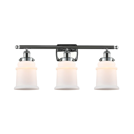 Innovations Canton 26in 3-Light Bath Vanity Light | Modern Contemporary Polished Chrome and Matte White Frosted Glass | Bathroom | Model 916-3W-PC-G181
