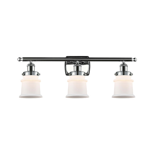 Innovations Canton 25.25in 3-Light Bath Vanity Light | Modern Contemporary Polished Chrome and Matte White Frosted Glass | Model 916-3W-PC-G181S
