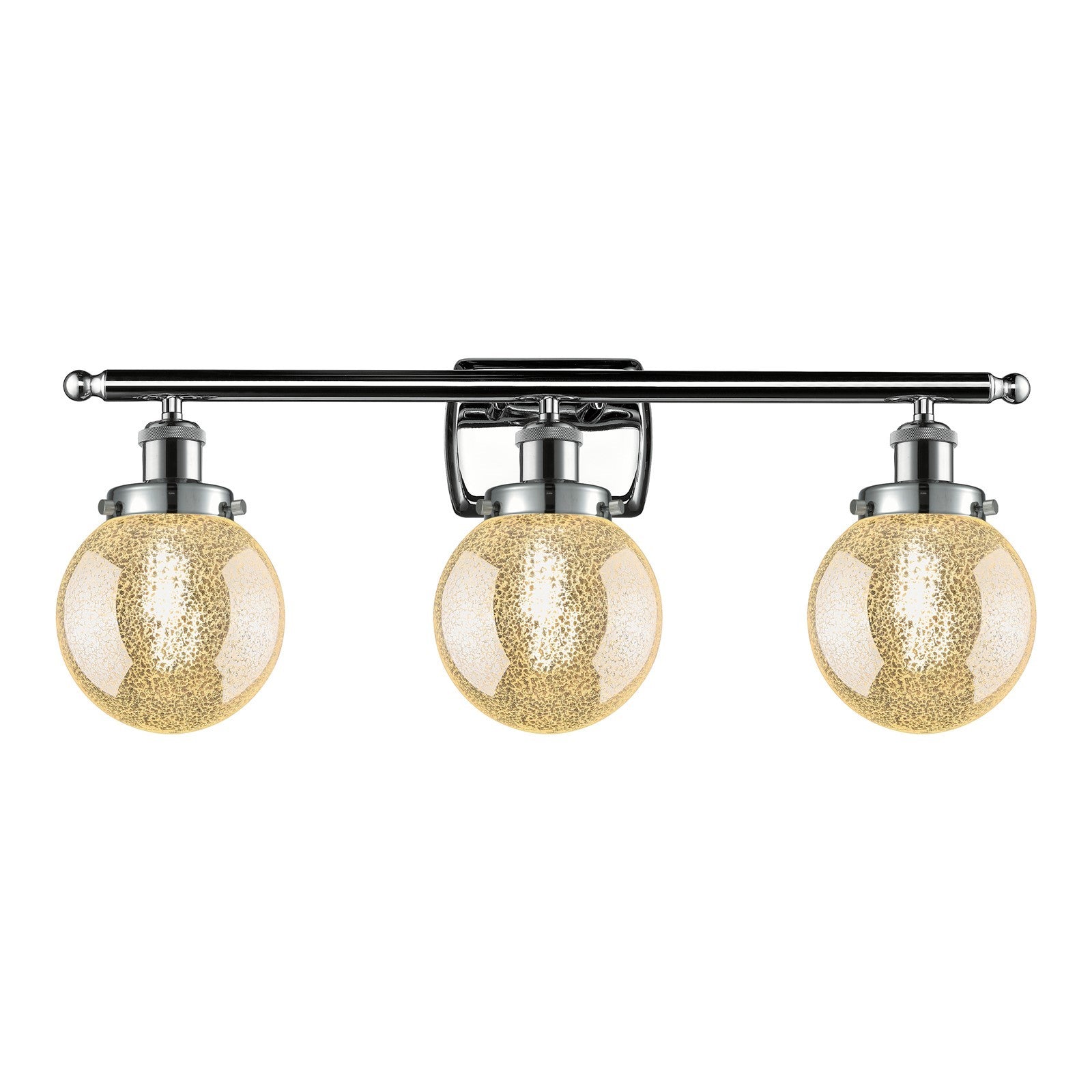 Innovations Beacon 26in 3-Light Bath Vanity Light | Modern Contempo Polished Chrome and Mercury Glass Globe Shade | Bathroom | Model 916-3W-PC-G208-6