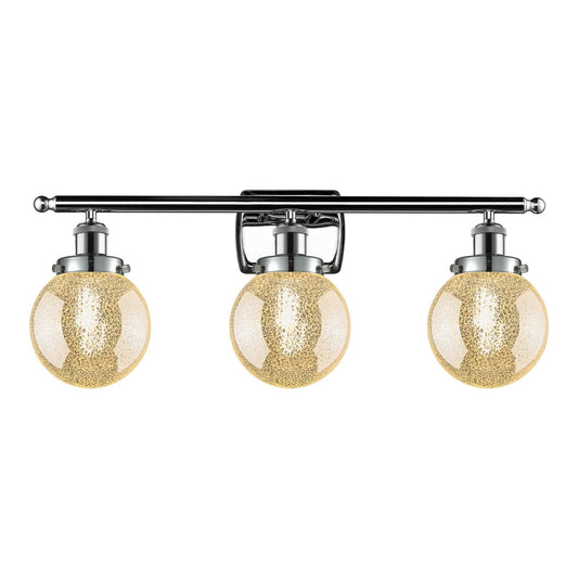 Innovations Beacon 26in 3-Light Bath Vanity Light | Modern Contempo Polished Chrome and Mercury Glass Globe Shade | Bathroom | Model 916-3W-PC-G208-6